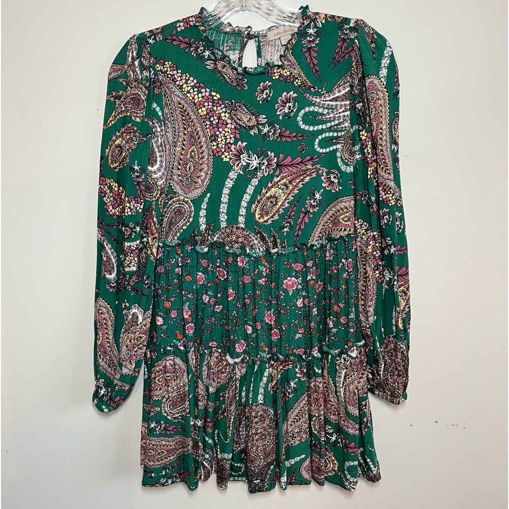 Wonderly Green Floral Flowy Mini Dress